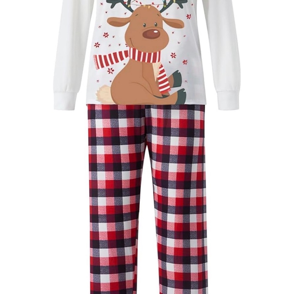 Kids Christmas Pajama Set Reindeer Print – Size 120 (Approx. 6–7Y) – New